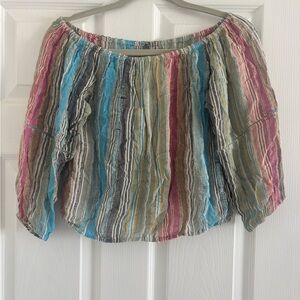 Elan-Striped Multicolor Off-Shoulder Women's Top